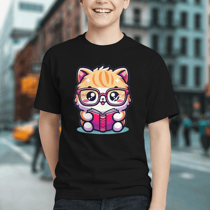 Adorable Book Lover Persian Cat With Reading Glasses Cute Graphic Youth