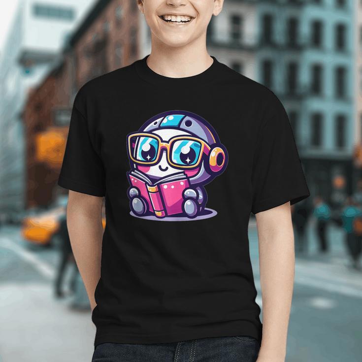 Adorable Book Lover Robot With Reading Glasses Cute Graphic Youth Adorable Book Lover Robot With Reading Glasses Cute Graphic Youth
