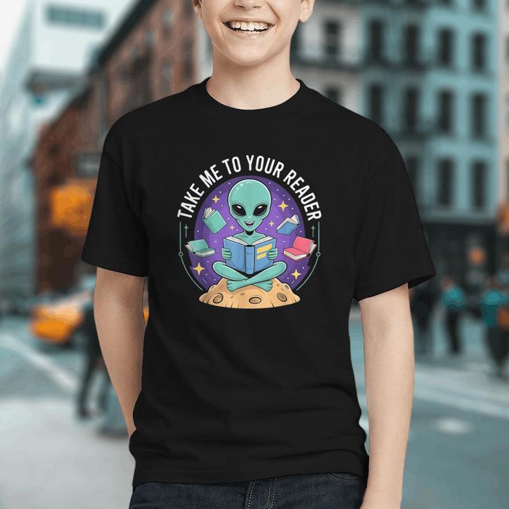 Alien Reader Reading Teacher Librarian Book Lover Graphic Youth