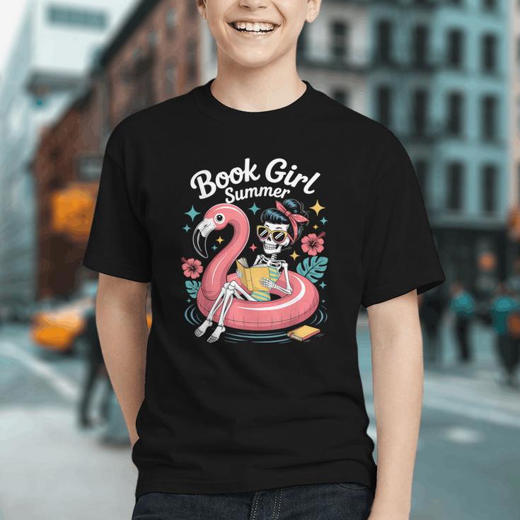 Book Girl Summer Skeleton Reading Books Lovers Beach Graphic Youth