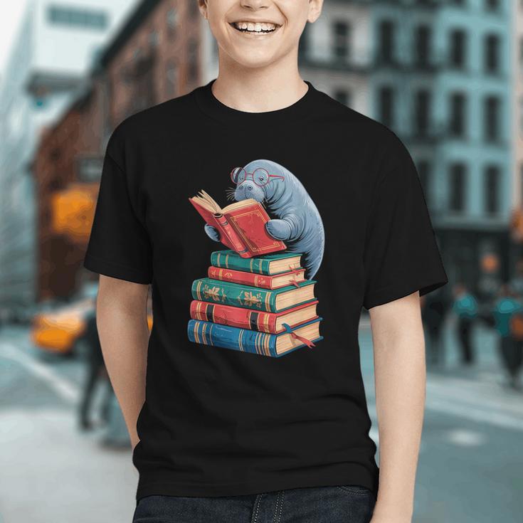 Book Reading Book Reader Manatees Sea Animal Sea Cow Manatee Graphic Youth