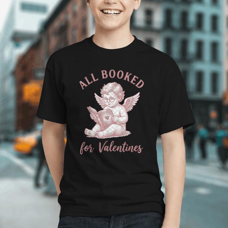 All Booked For Valentines Cute Cherub Vintage Book Lover Graphic Youth