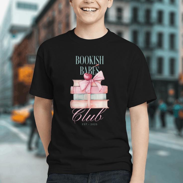 Bookish Babes Club Cute Pink Book Stack With Bow Graphic Youth