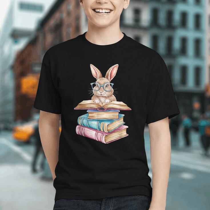 Books Bookworm Reader Book Cute Reading Bunny With Glasses Graphic Youth