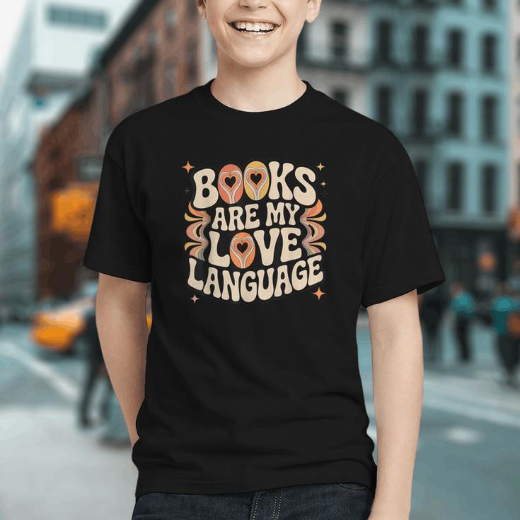 Books Are My Love Language Retro Groovy 70s Book Lover Graphic Youth