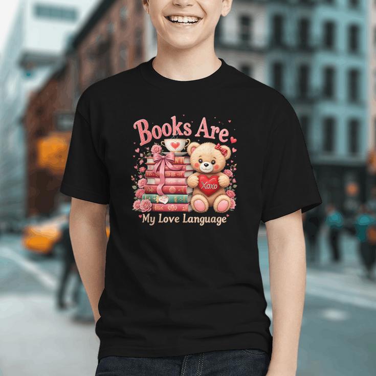 Books Are My Love Language Teddy Bear Book Lovers Valentine Graphic Youth Books Are My Love Language Teddy Bear Book Lovers Valentine Graphic Youth