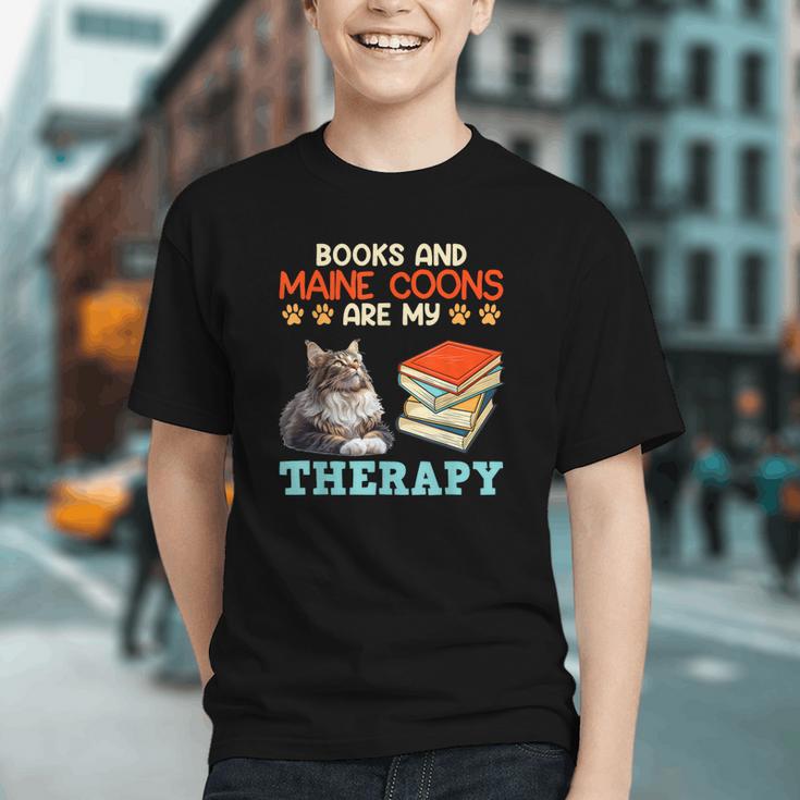 BOOKS AND MAINE COONS ARE MY THERAPY Main Coon Graphic Youth