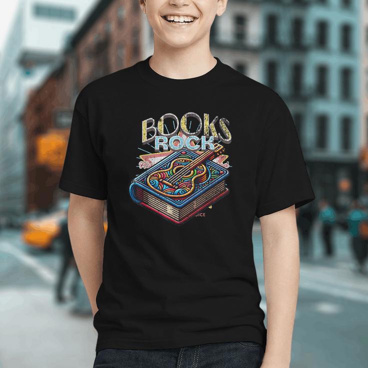 Books Rock Rock'n Roll Science Of Reading Teachers Guitar Graphic Youth