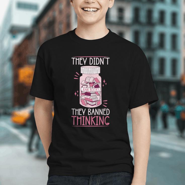 Bookworm Library Banned Book -Adults Short Sleeve Modern Crew Neck Small Straight Imported They Didn't Ban Books They Banned Thinking Graphic Youth