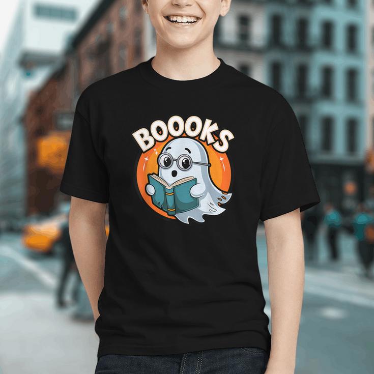 BOOOKS Cute Ghost Reading Books Halloween Graphic Youth BOOOKS Cute Ghost Reading Books Halloween Graphic Youth