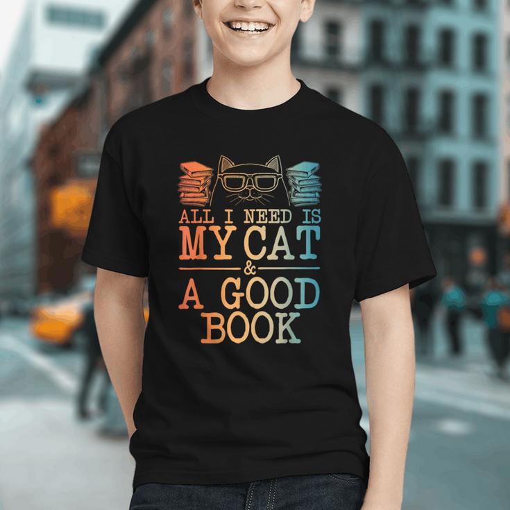 Cat & Book Art For Men Women Cat Librarian Novel Book Lover Graphic Youth