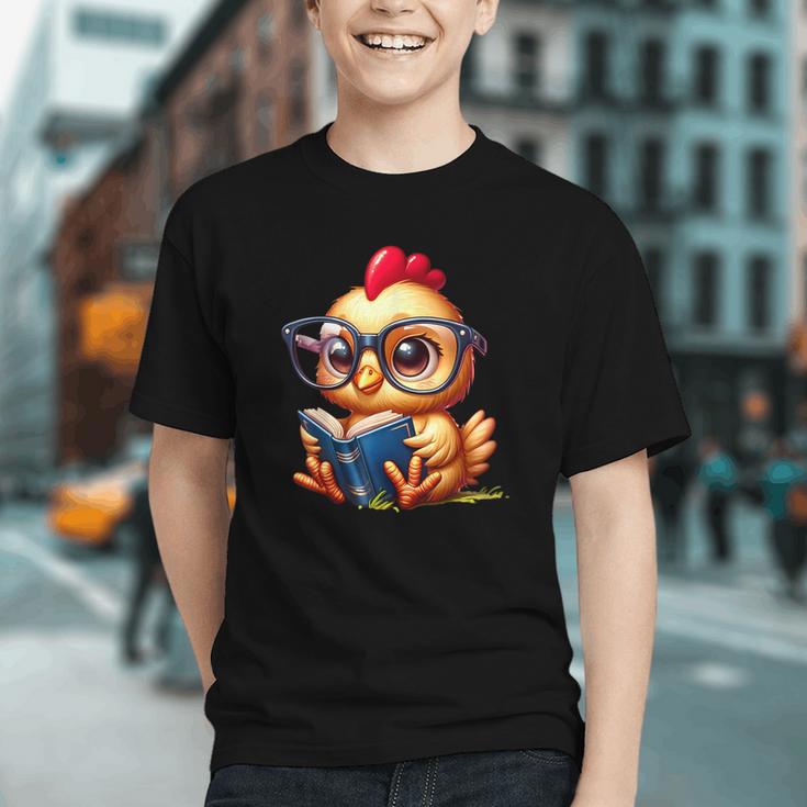 Chicken Reading a Book Farm Animal Chick Graphic Youth Chicken Reading a Book Farm Animal Chick Graphic Youth