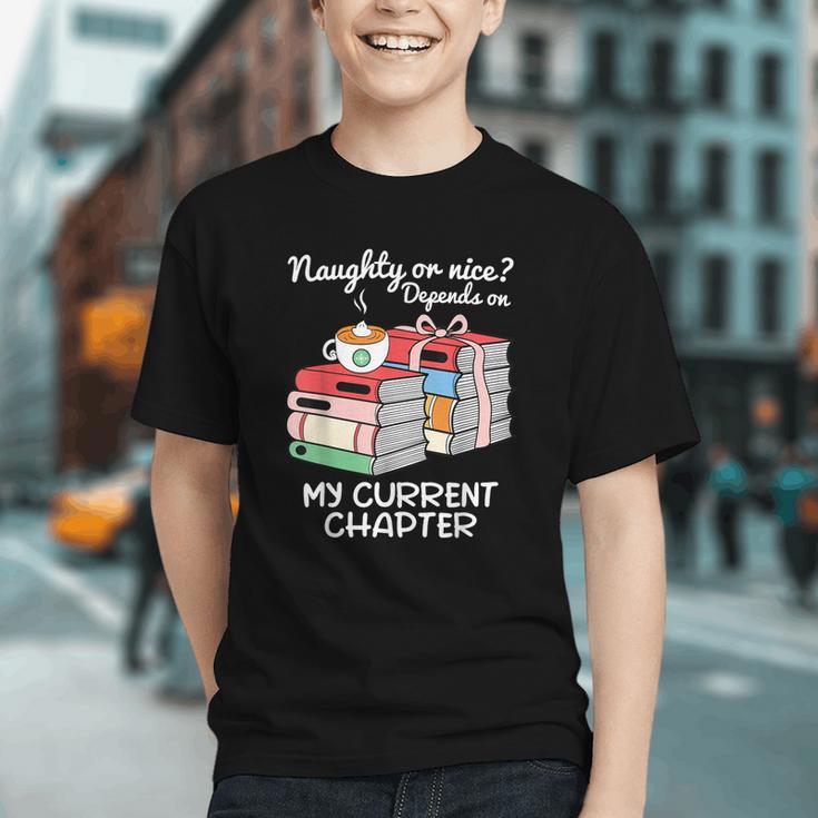 Christmas Book Lovers Naughty Or Nice Graphic Youth Christmas Book Lovers Naughty Or Nice Graphic Youth