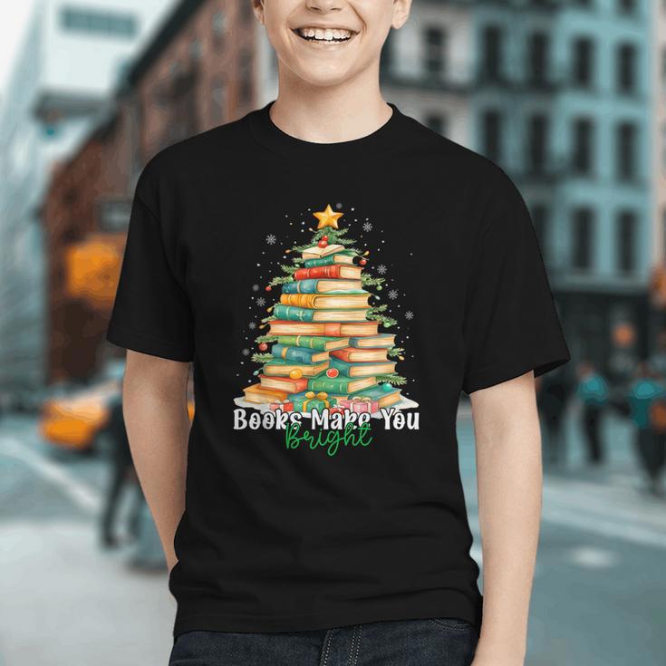 Christmas Books Make You Bright Librarian Teacher Book Lover Graphic Youth