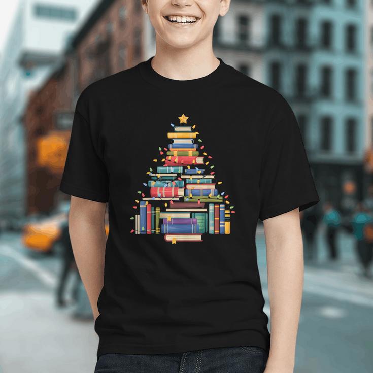 Christmas Tree Made Of Books Librarian Reader Holiday Graphic Youth