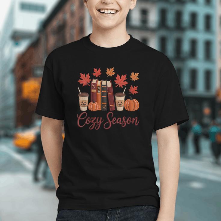Cozy Season Autumn Leaves Books Pumpkins Fall Halloween Graphic Youth Cozy Season Autumn Leaves Books Pumpkins Fall Halloween Graphic Youth