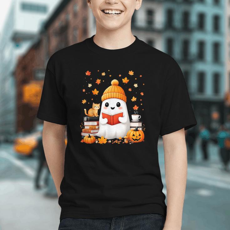 Cute Beanie Ghost Bookworm Cozy Book Reading Halloween Graphic Youth Cute Beanie Ghost Bookworm Cozy Book Reading Halloween Graphic Youth