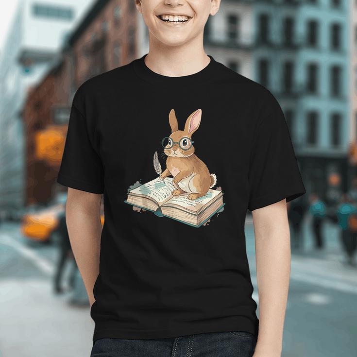 Cute Bunny Reading Book Glasses Bookworm Graphic Youth