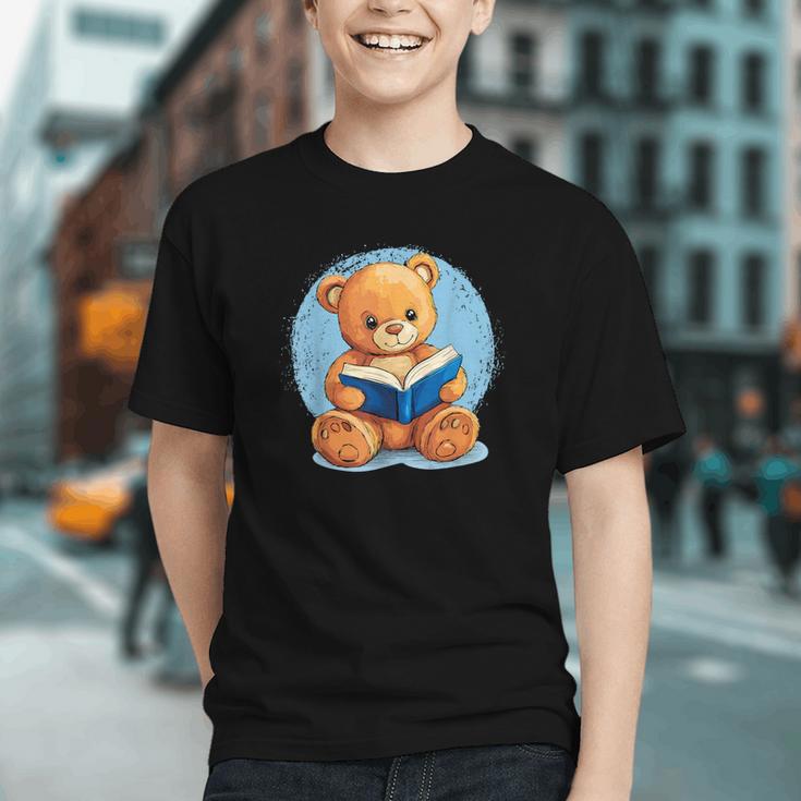 Cute Teddy Bear Reading Book Fun Graphic Youth