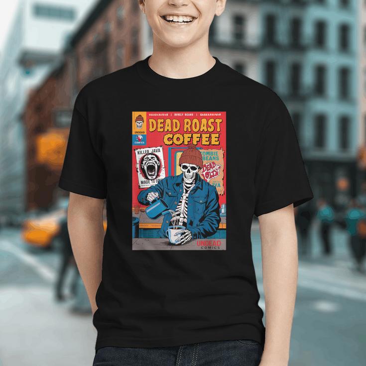 Dead Roast Coffee Comic Book Cover Style Skeleton Barista Graphic Youth