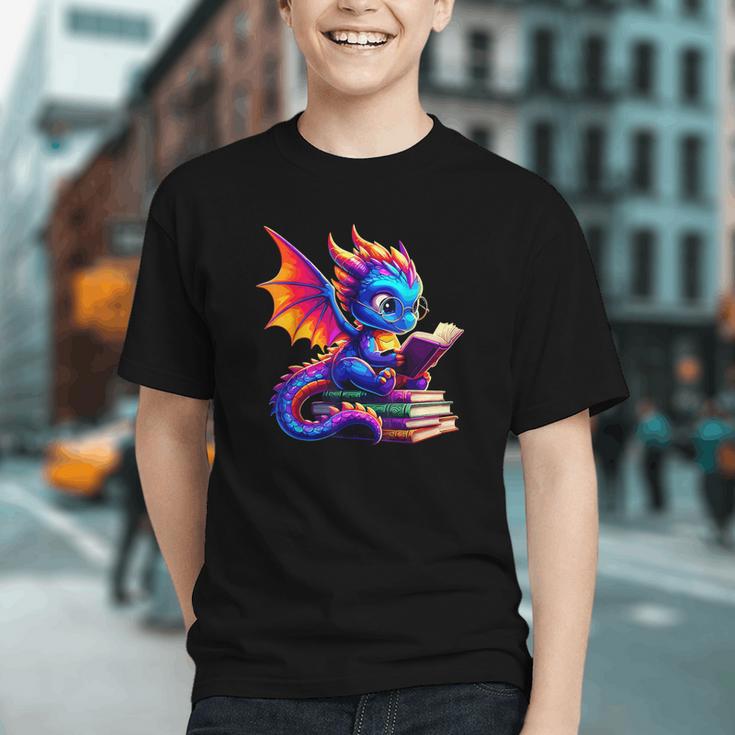 Dragon Reading a Book Bookworm Book Lover Graphic Youth