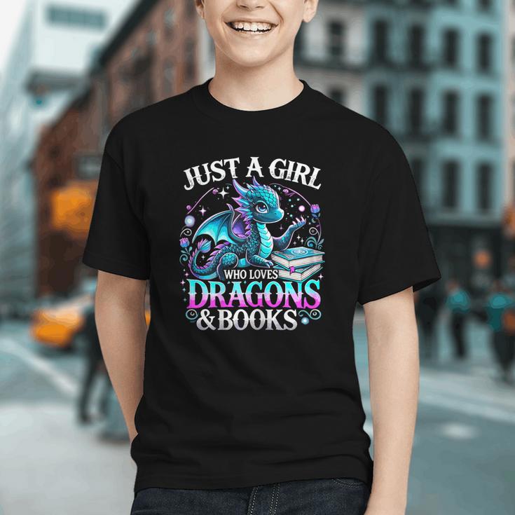 Dragon Reading Just A Girl Who Loves Dragons And Books Graphic Youth