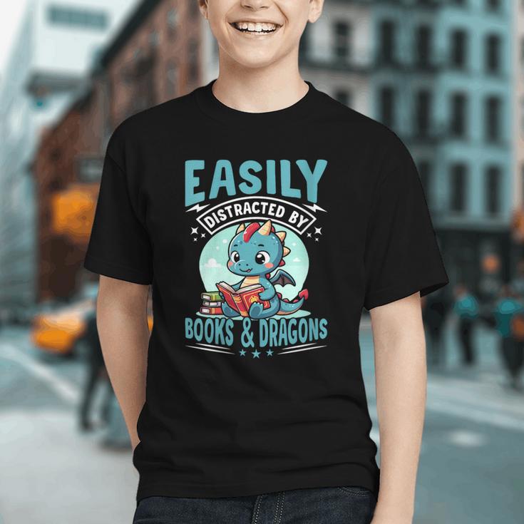 Easily Distracted By Books And Dragons Nerds Graphic Youth