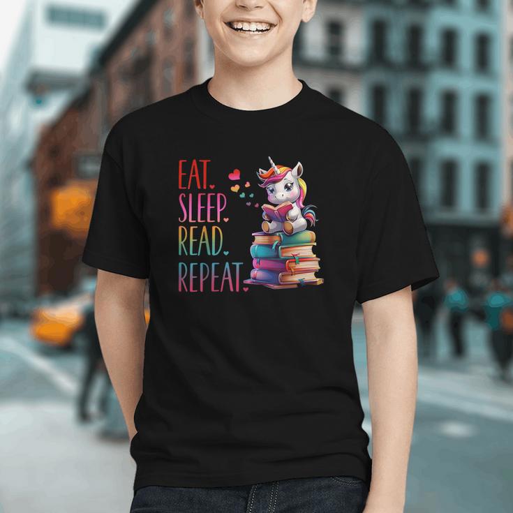 Eat Sleep Read Repeat Unicorn Read Book Reading Lovers Kids Graphic Youth