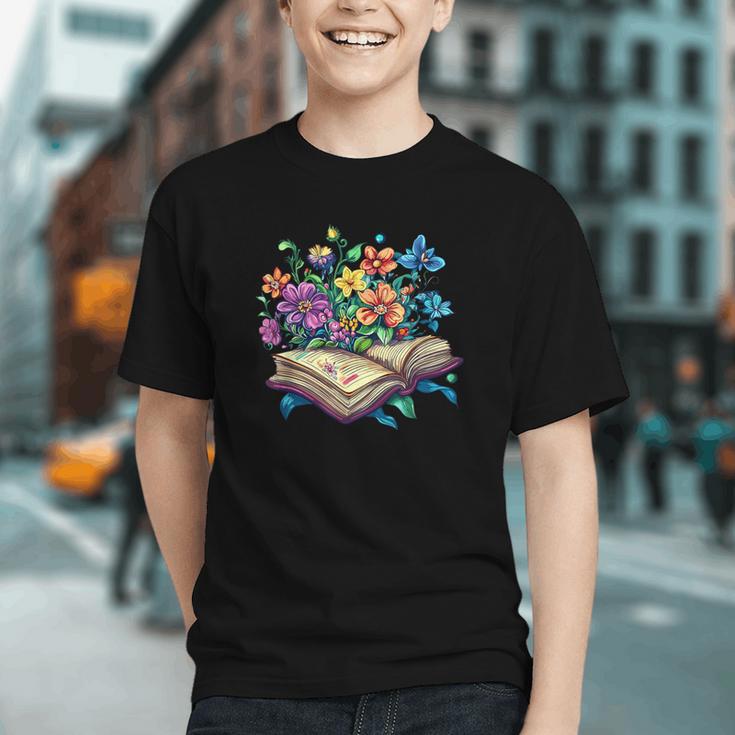 Enchanted Open Book With Blooming Flowers Graphic Youth