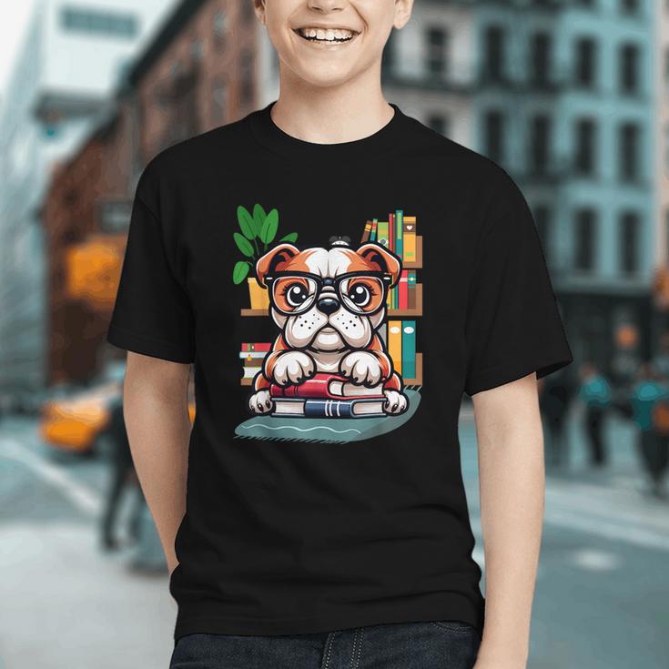 English Bulldog Reading a Book Dog Graphic Youth
