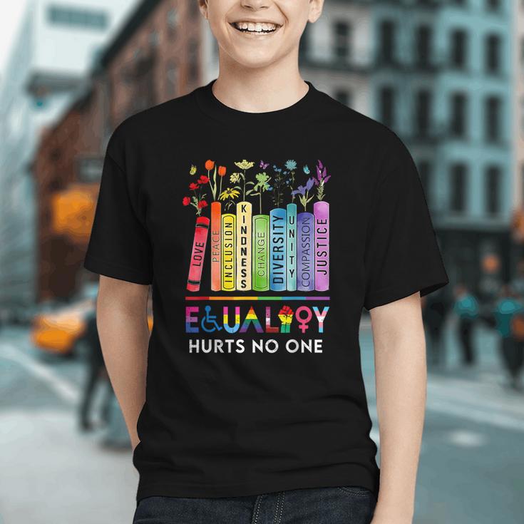 Equality Hurts No One Book Flower Rainbow Pride Month LGBTQ Graphic Youth