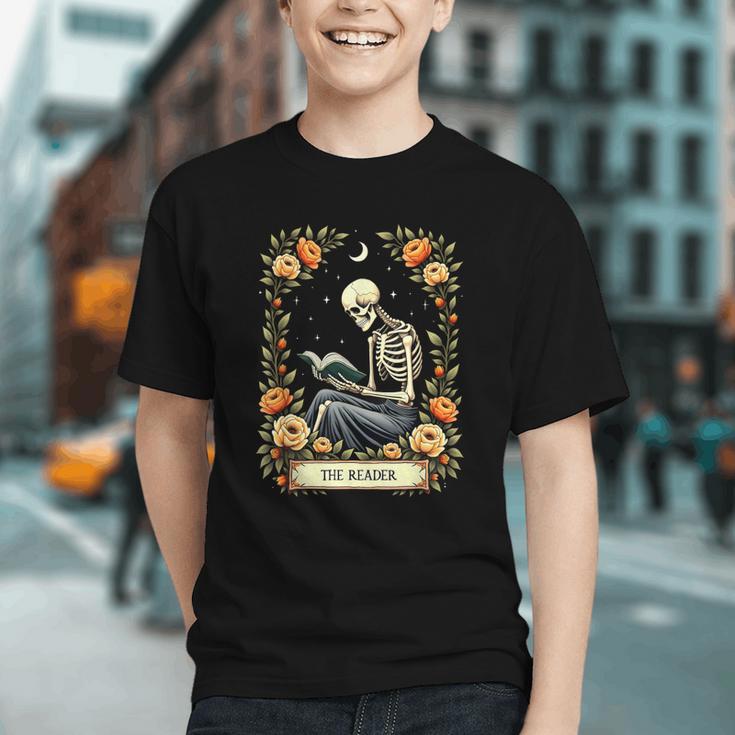 Floral Tarot Card The Reader Skeleton Reading Book Graphic Youth