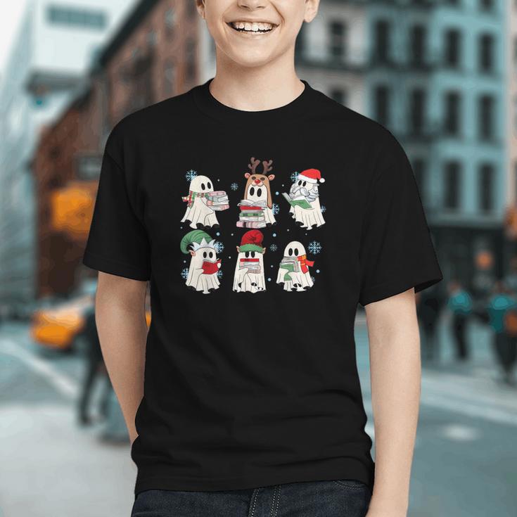Ghost Santa Elf Squad Read Books Bookish Librarian Christmas Graphic Youth