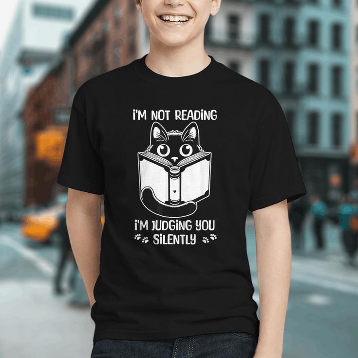 I’m Not Reading I’m Judging You Silently Fun Cat Book Lover Graphic Youth