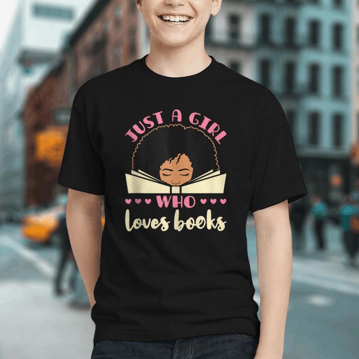 Just a Girl Who Loves Books African American Book Nerd Lover Graphic Youth