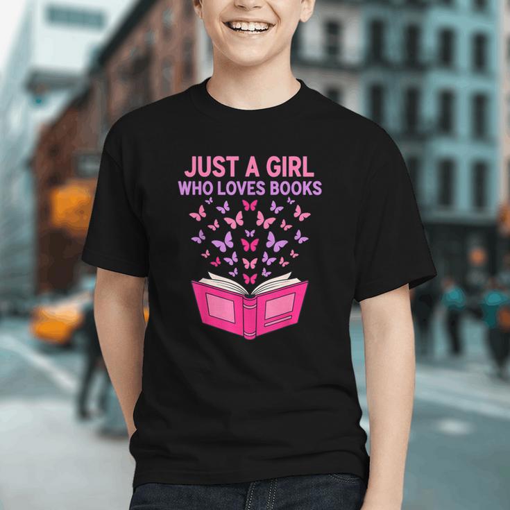 Just A Girl Who Loves Books Butterflies Reading Graphic Youth Just A Girl Who Loves Books Butterflies Reading Graphic Youth
