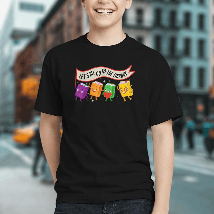 Librarian Let's All Go To The Library Cute Groovy Book Lover Graphic Youth Librarian Let's All Go To The Library Cute Groovy Book Lover Graphic Youth