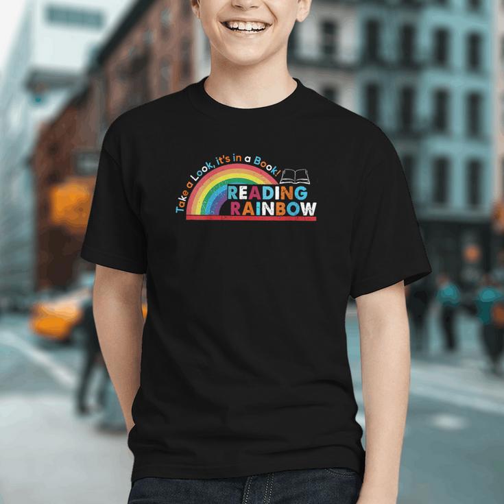 Take A Look A Book Vintage Reading Librarian Rainbow Graphic Youth
