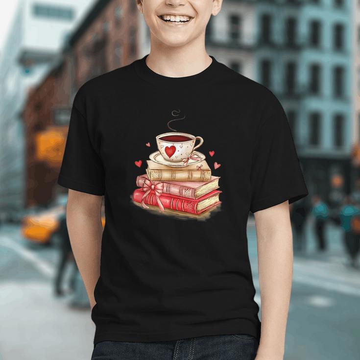 Love Book Coffee Heart Coquette Bow Valentines Day Graphic Youth