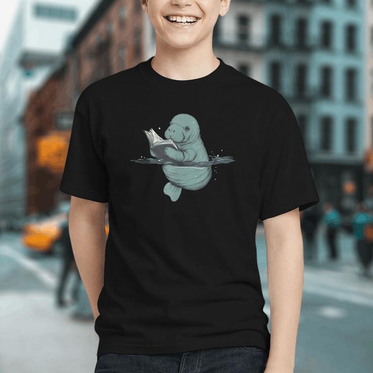 Manatee Reading Book Bookworm Manatees Ocean Animal Lover Graphic Youth
