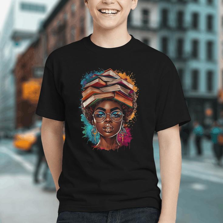 Melanin Girl Afro Book Lover Librarian Teacher Student Graphic Youth