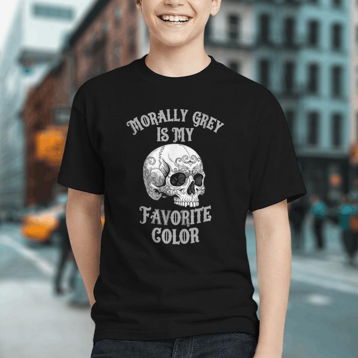 Morally Grey Is My Favorite Color Bookish Skull Graphic Youth