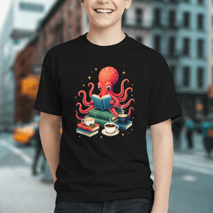 Octopus Reading Books Tea Coffee Graphic Youth Octopus Reading Books Tea Coffee Graphic Youth