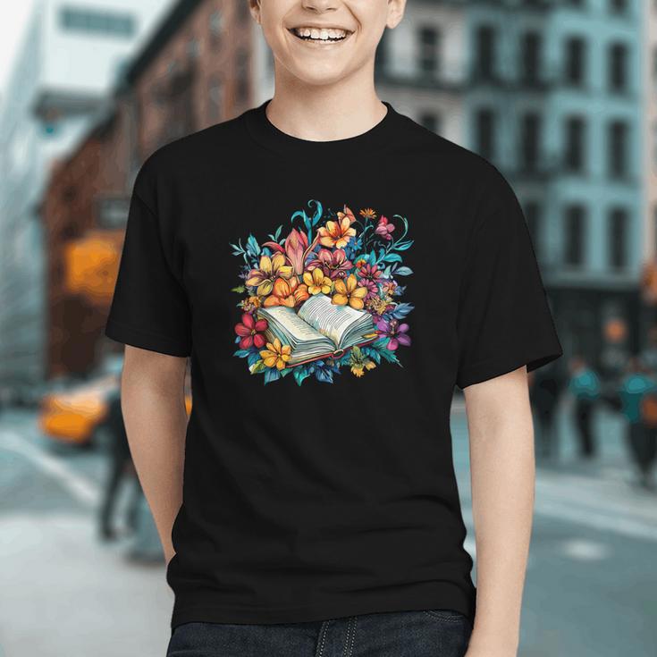 Open Book With Colorful Floral Reading Magic Graphic Youth