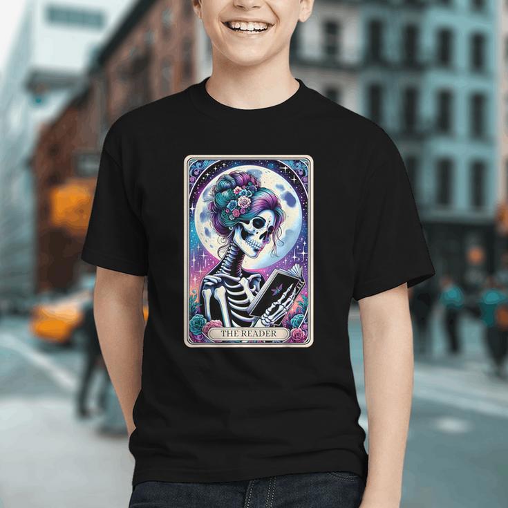 The Reader Tarot Card Reading Skeleton Skull Book Lover Graphic Youth