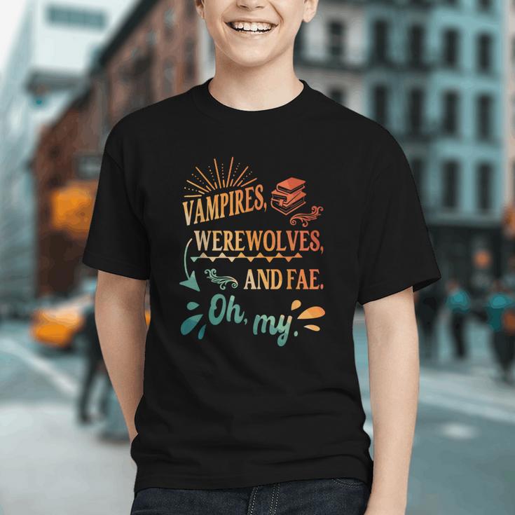 Readers Books Lovers BFF Books Club Paranormal Romance Reading Book Vampires Werewolves & Fae -Adults Short Sleeve Graphic Youth