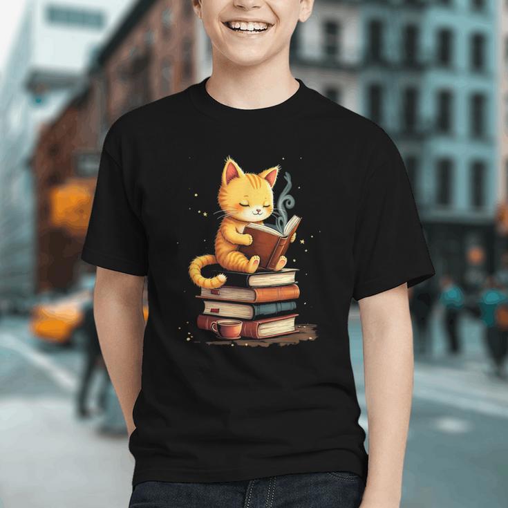 Reading Cat Books Cute Graphic Youth