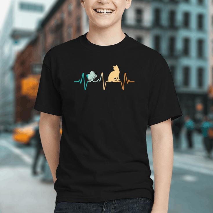 Reading Cat Heartbeat Book & Cat Lover Graphic Youth