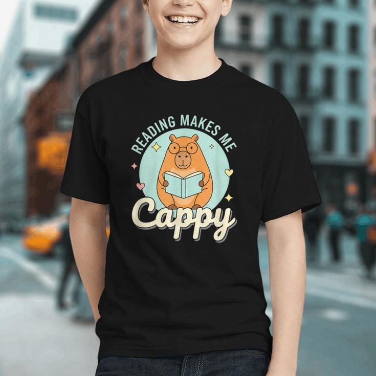 Reading Makes Me Cappy Bookworm Capybara Book Reading Graphic Youth