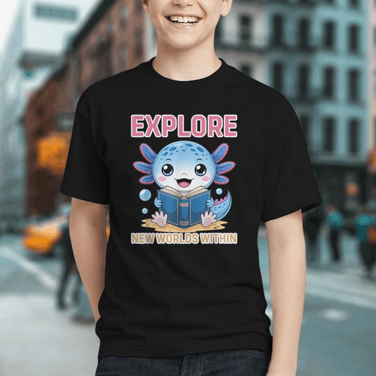 Readsolotl Kawaii Axolotl Book Lover Reading Graphic Youth